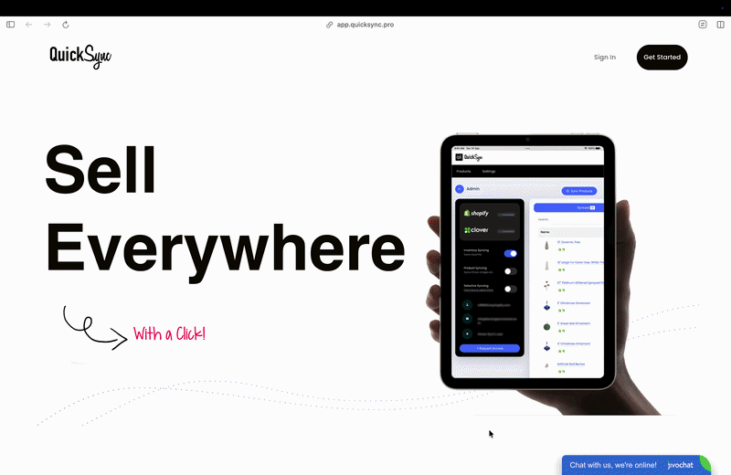 QuickSync website preview